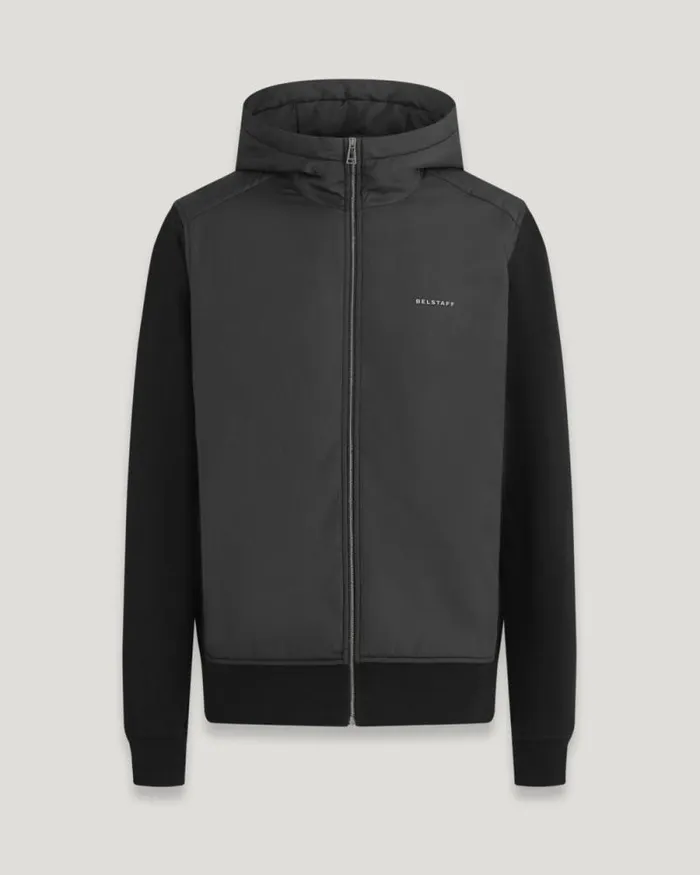 Hoodies and Sweatshirts Men Belstaff Alloy Zip Through Hoodie Black