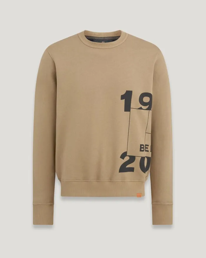 Hoodies and Sweatshirts Men Belstaff Centenary Logo Sweatshirt British Khaki Black