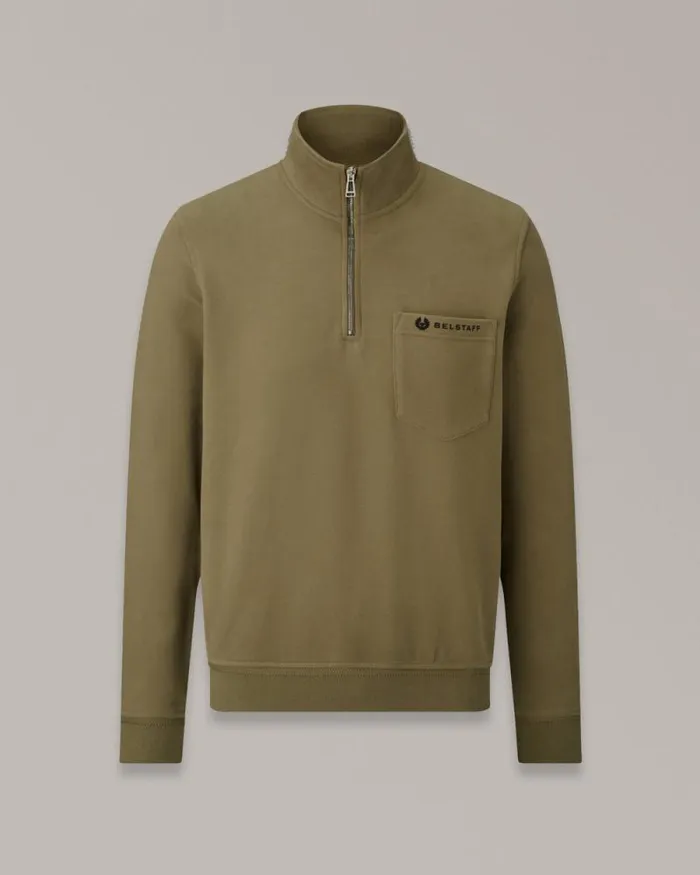 Hoodies and Sweatshirts Men Belstaff Quarter Zip Motorcycle Jersey Belstaff Olive