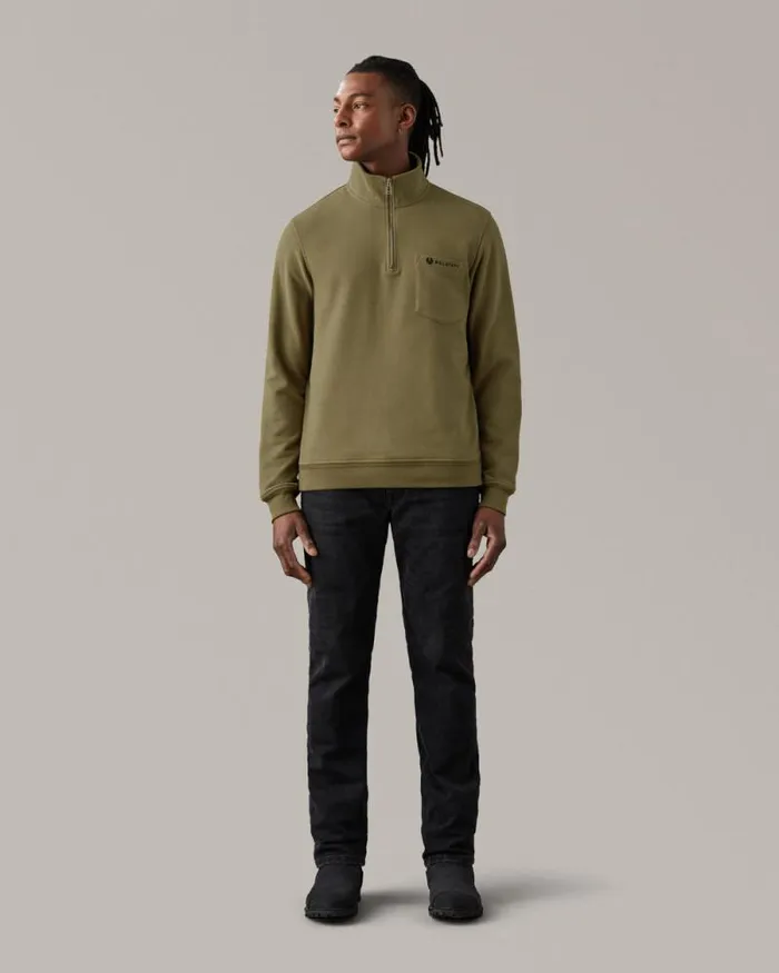 Hoodies and Sweatshirts Men Belstaff Quarter Zip Motorcycle Jersey Belstaff Olive Hoodies and Sweatshirts Men Belstaff Quarter Zip Motorcycle Jersey Belstaff Olive
