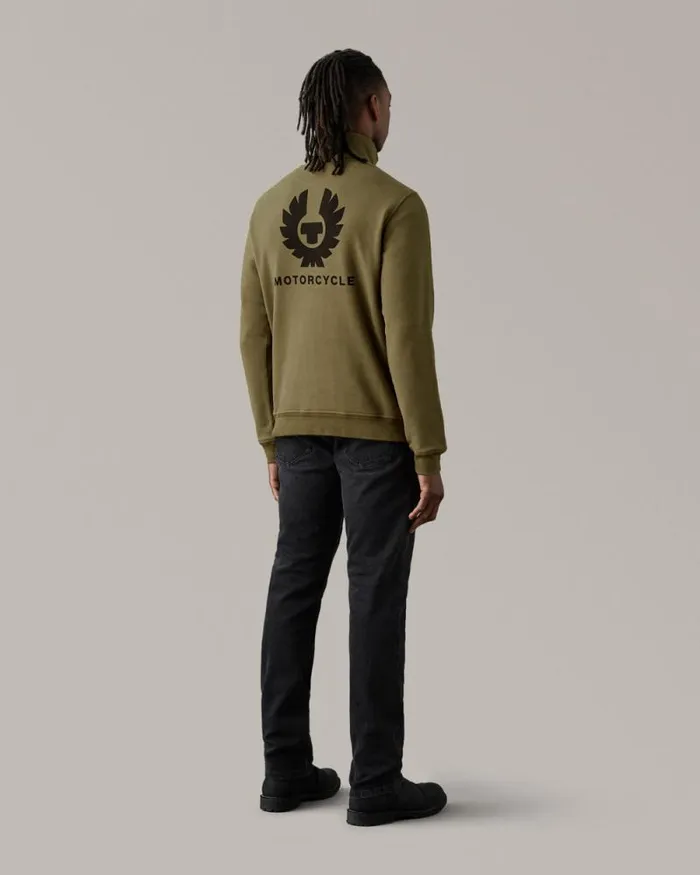 Hoodies and Sweatshirts Men Belstaff Quarter Zip Motorcycle Jersey Belstaff Olive Hoodies and Sweatshirts Men Belstaff Quarter Zip Motorcycle Jersey Belstaff Olive