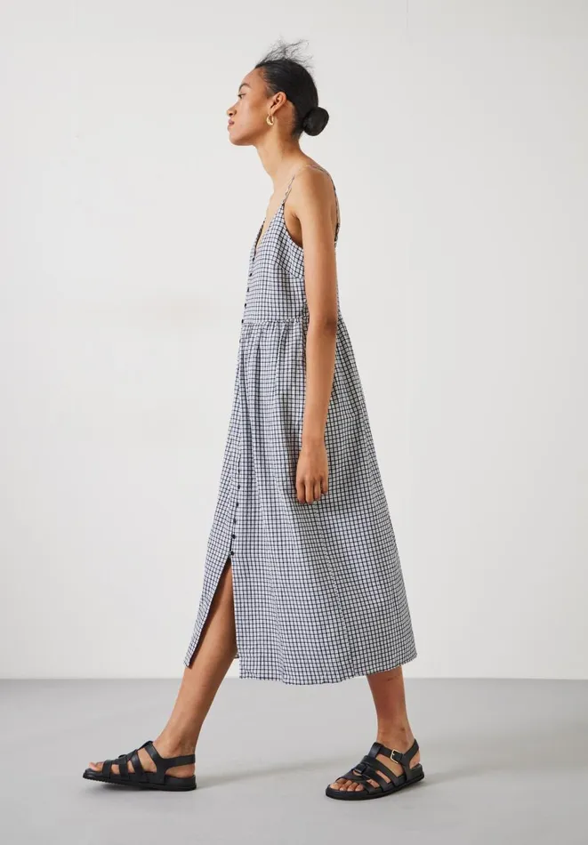 Hush Dresses Women Callie Check Midi Dress Midnight Navy Hush Dresses Women Callie Check Midi Dress Midnight Navy