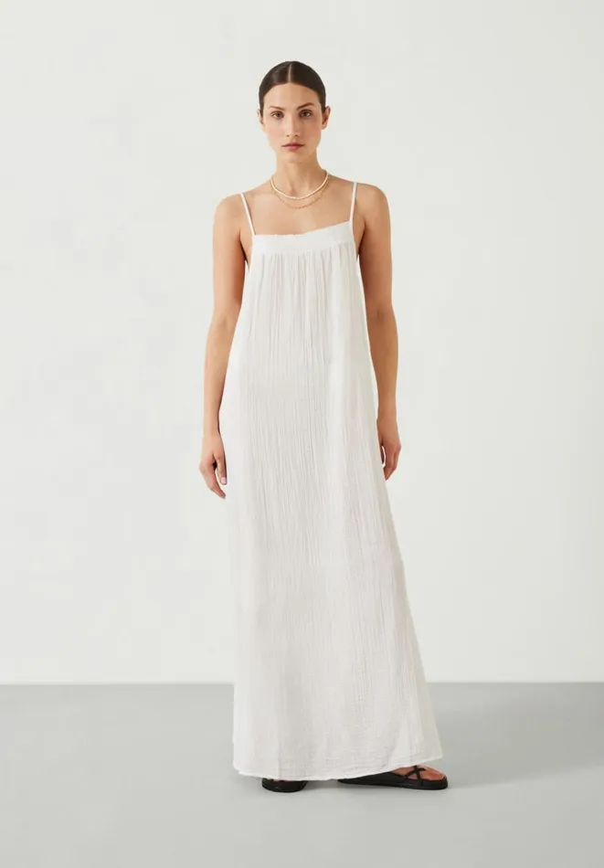 Hush Dresses Women Carmen Relaxed Cheesecloth Slip Dress White