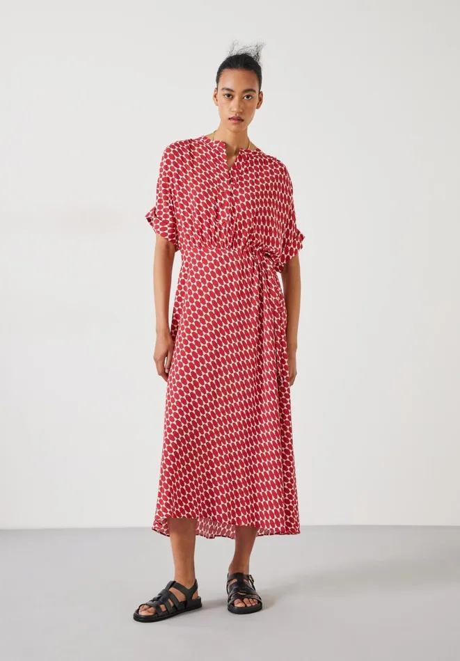 Hush Dresses Women Keisha Relaxed Maxi Shirt Dress Geo Star Red