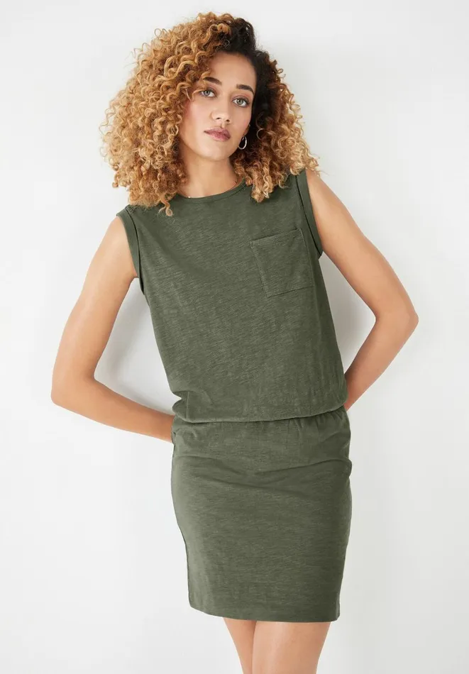 Hush Dresses Women Larna Jersey Mini Dress Khaki Hush Dresses Women Larna Jersey Mini Dress Khaki