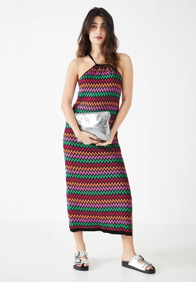 Hush Dresses Women Martina Halterneck Knitted Dress Black Multi