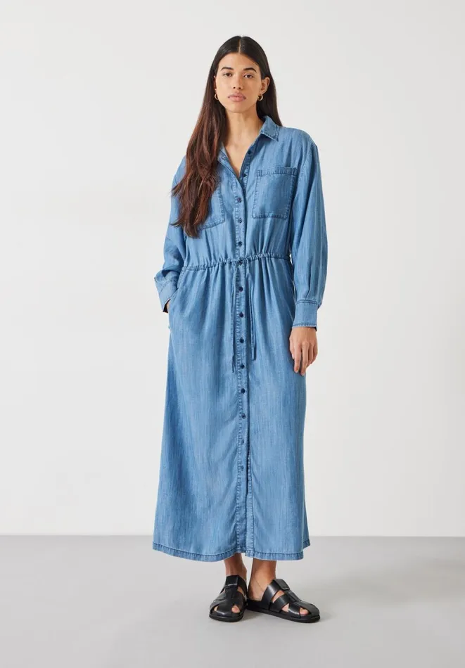 Hush Dresses Women Savannah Maxi Relaxed Shirt Dress Mid Authentic Blue