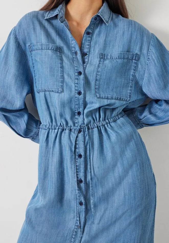 Hush Dresses Women Savannah Maxi Relaxed Shirt Dress Mid Authentic Blue