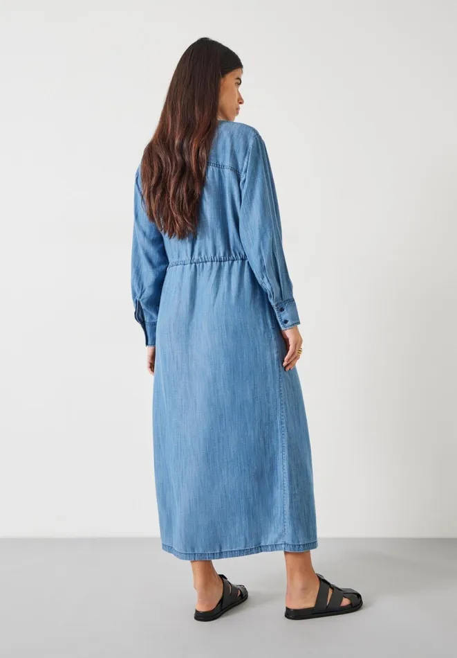 Hush Dresses Women Savannah Maxi Relaxed Shirt Dress Mid Authentic Blue