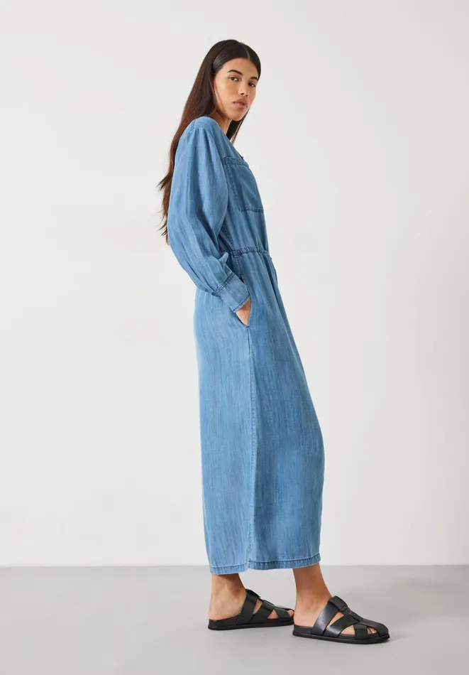Hush Dresses Women Savannah Maxi Relaxed Shirt Dress Mid Authentic Blue