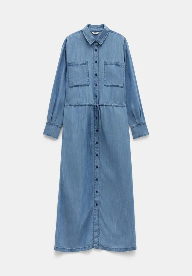 Hush Dresses Women Savannah Maxi Relaxed Shirt Dress Mid Authentic Blue