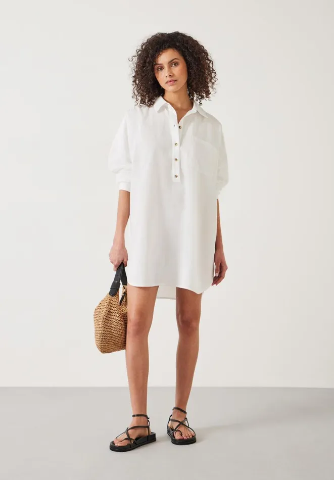 Hush Dresses Women Skye Mini Beach Shirt Dress White