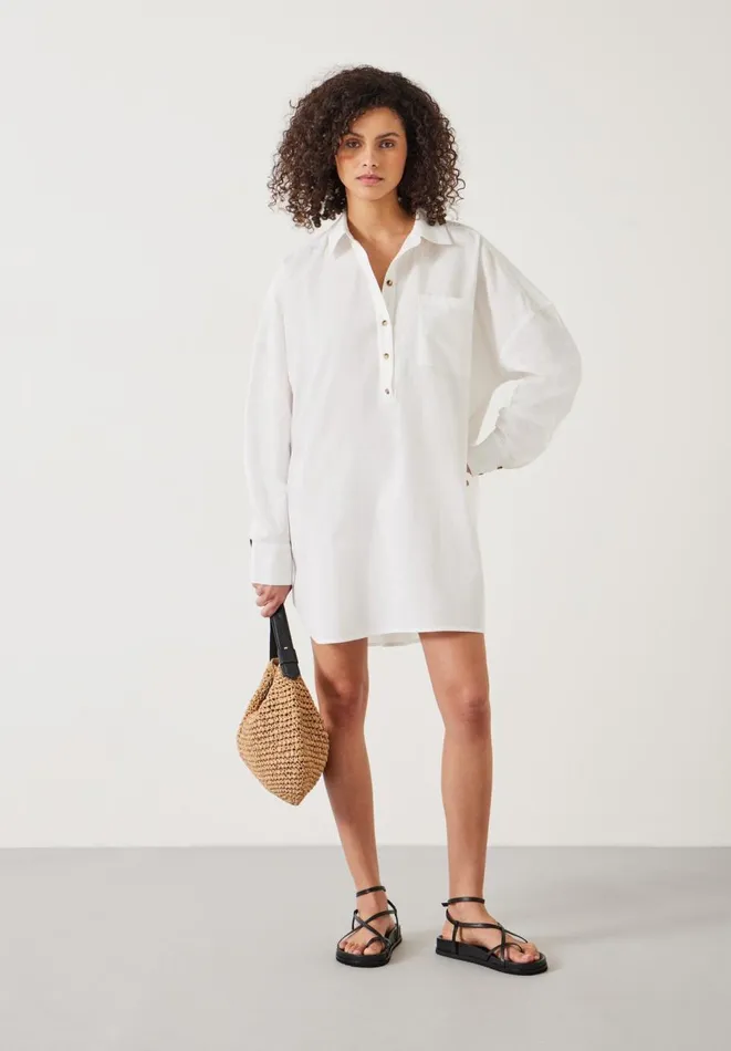 Hush Dresses Women Skye Mini Beach Shirt Dress White Hush Dresses Women Skye Mini Beach Shirt Dress White