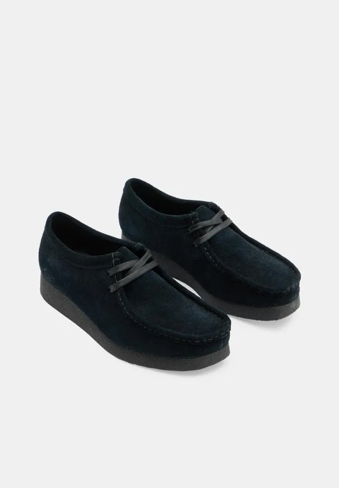 Hush Flats Women Clarks Wallabee Suede Shoes Black Hush Flats Women Clarks Wallabee Suede Shoes Black