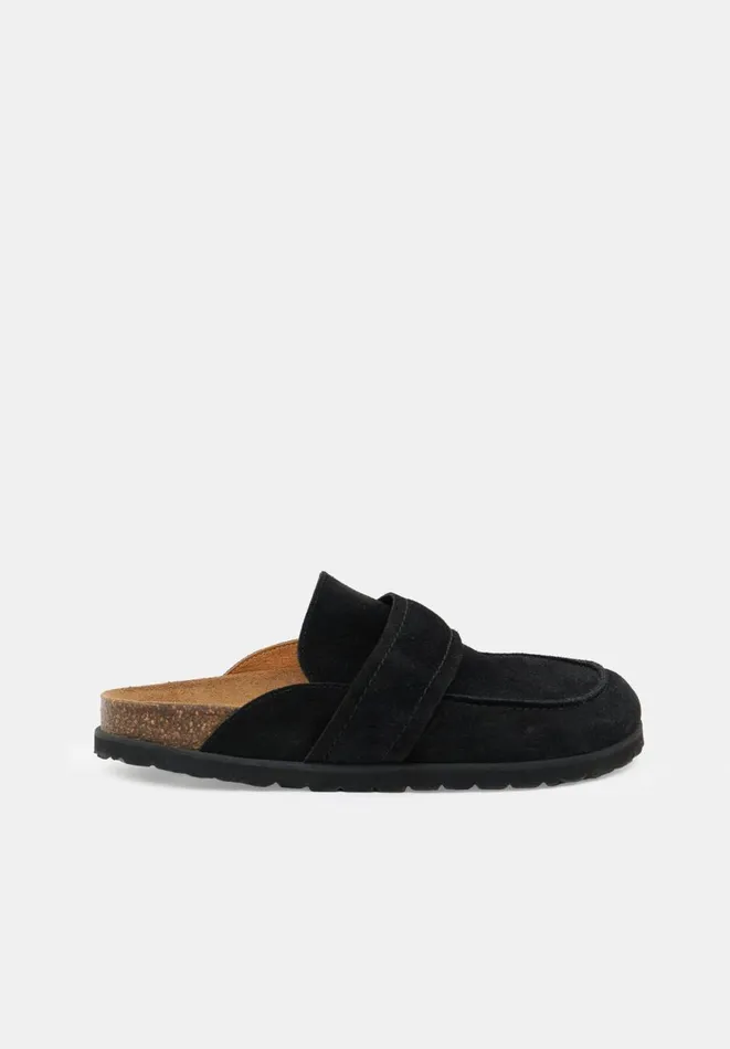 Hush Flats Women Pia Padded Suede Mules Black