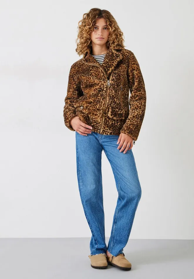 Hush Jackets and Coats Women Leopard Shearling Jacket Hazel Brown Hush Jackets and Coats Women Leopard Shearling Jacket Hazel Brown