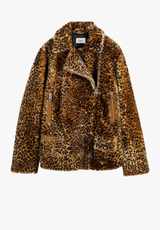 Hush Jackets and Coats Women Leopard Shearling Jacket Hazel Brown Hush Jackets and Coats Women Leopard Shearling Jacket Hazel Brown