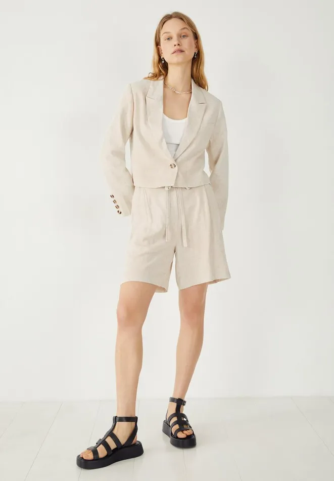 Hush Jackets and Coats Women Octavia Linen Blend Blazer Ecru Hush Jackets and Coats Women Octavia Linen Blend Blazer Ecru