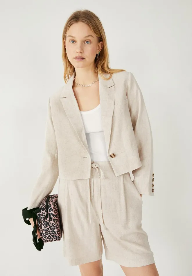 Hush Jackets and Coats Women Octavia Linen Blend Blazer Ecru Hush Jackets and Coats Women Octavia Linen Blend Blazer Ecru