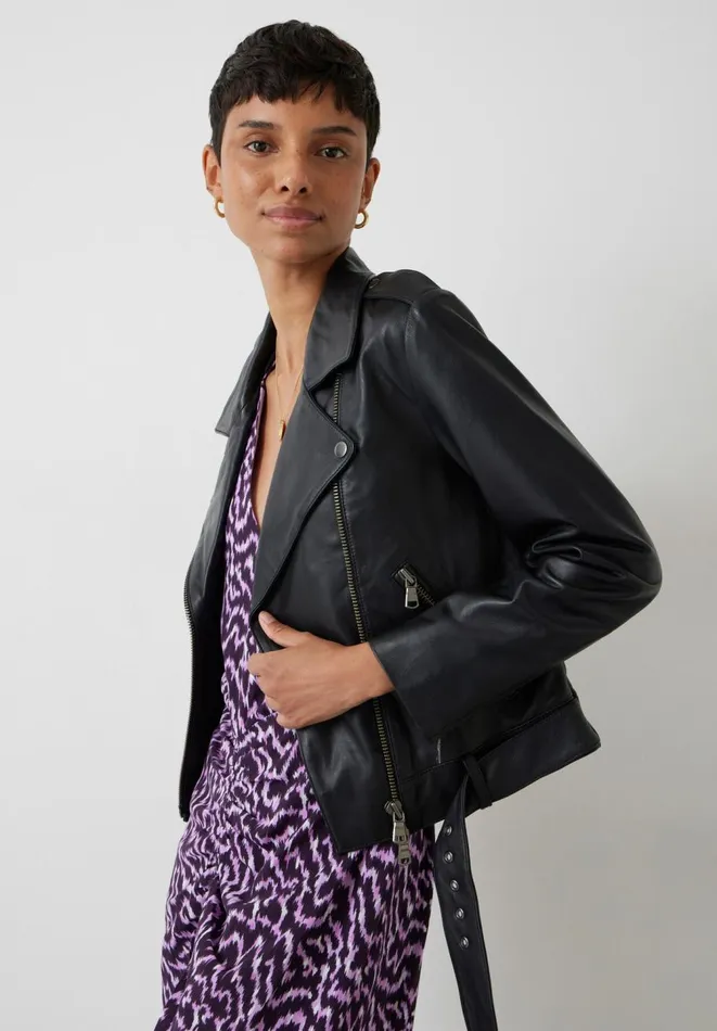 Hush Jackets and Coats Women Opal Leather Jacket Blacksilver