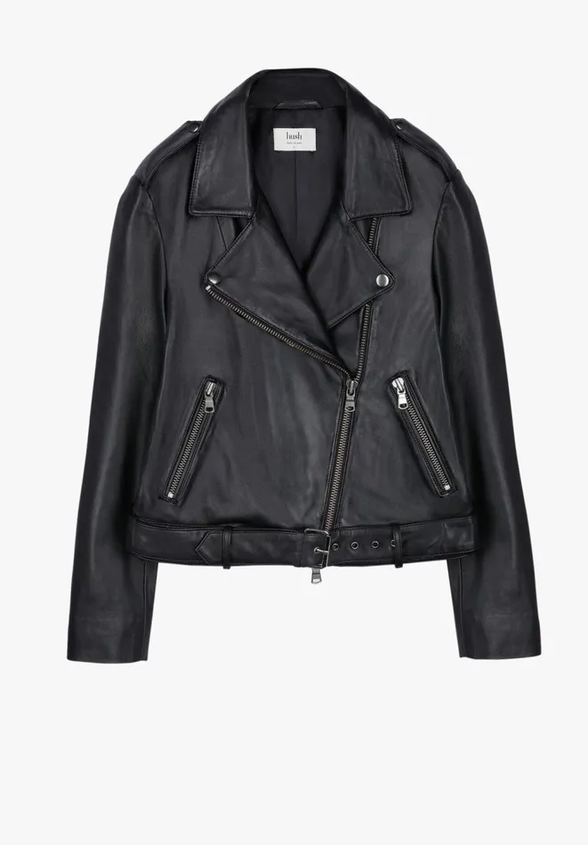 Hush Jackets and Coats Women Opal Leather Jacket Blacksilver Hush Jackets and Coats Women Opal Leather Jacket Blacksilver
