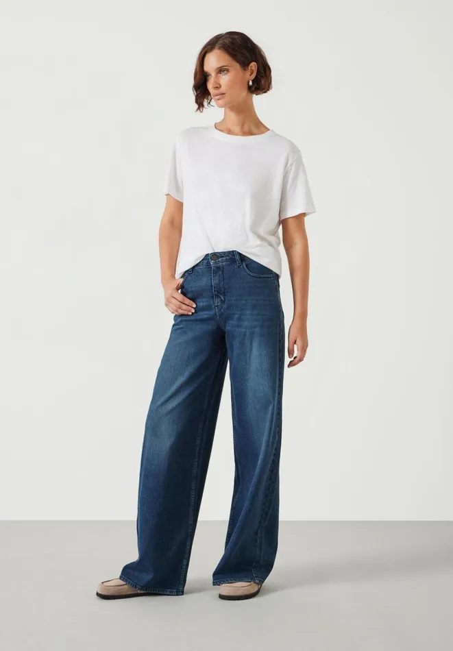 Hush Jeans Women Agnes Wide Leg Jeans Dark Blue Wash