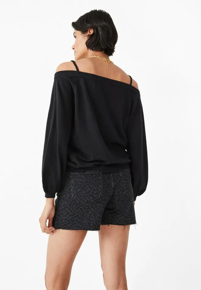 Hush Jumpers and Cardigans Women Angela Off Shoulder Knitted Top Black Hush Jumpers and Cardigans Women Angela Off Shoulder Knitted Top Black