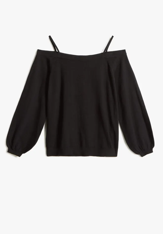 Hush Jumpers and Cardigans Women Angela Off Shoulder Knitted Top Black Hush Jumpers and Cardigans Women Angela Off Shoulder Knitted Top Black