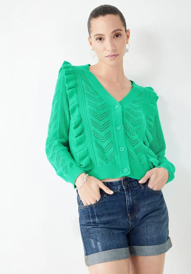 Hush Jumpers and Cardigans Women Bodhi Frilled Cardigan Mint Green