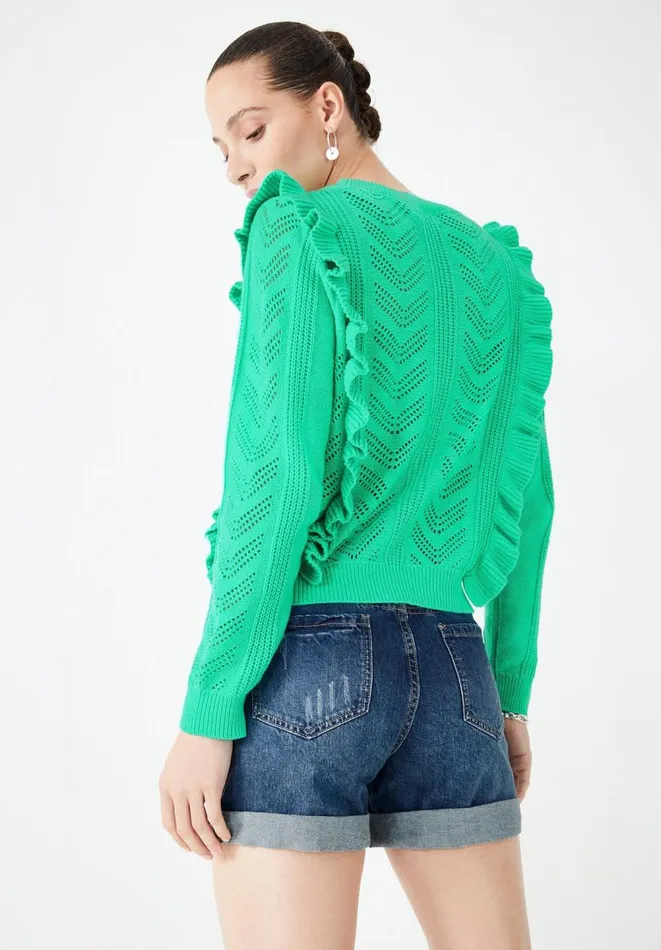 Hush Jumpers and Cardigans Women Bodhi Frilled Cardigan Mint Green