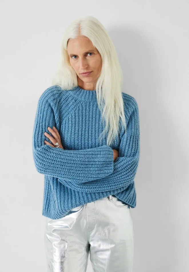 Hush Jumpers and Cardigans Women Freja Fluffy Crew Jumper Dusty Blue