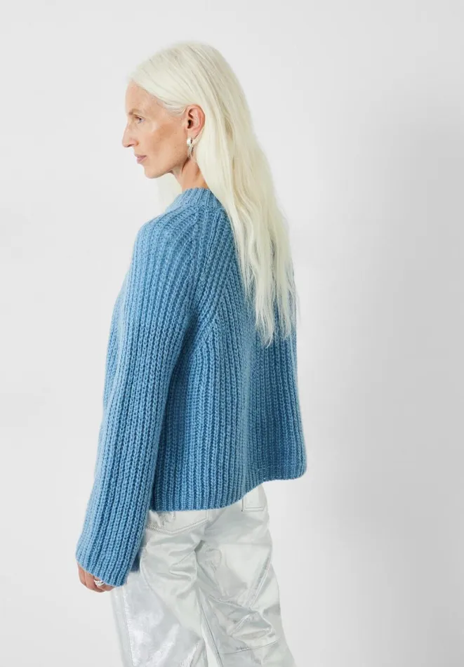 Hush Jumpers and Cardigans Women Freja Fluffy Crew Jumper Dusty Blue Hush Jumpers and Cardigans Women Freja Fluffy Crew Jumper Dusty Blue
