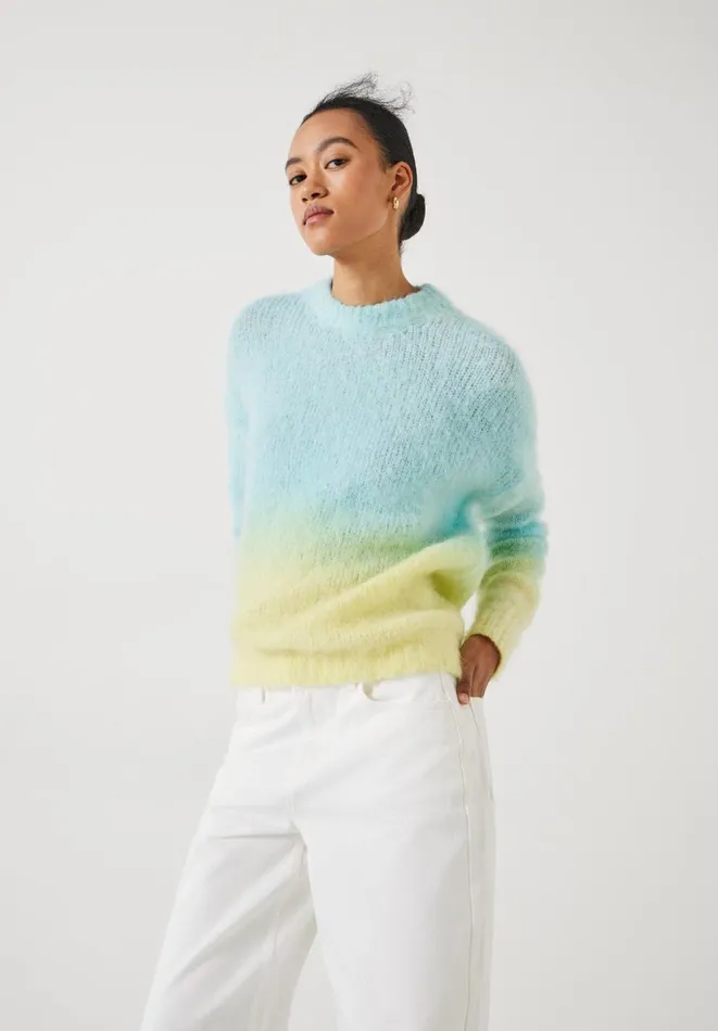 Hush Jumpers and Cardigans Women Manuela Tie Dye Ombre Mohair Blend Jumper Blueyellow Ombre