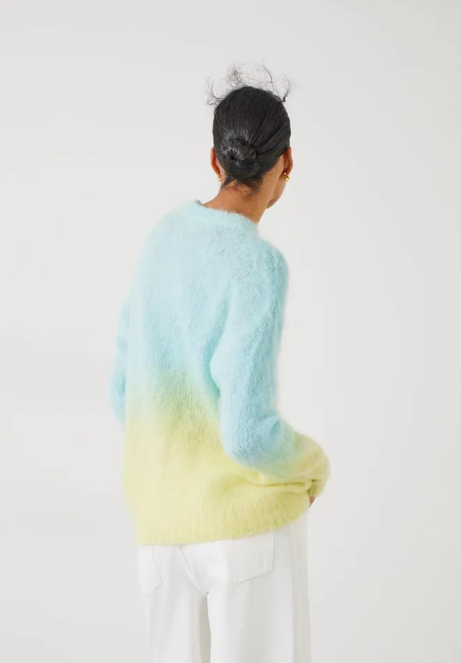 Hush Jumpers and Cardigans Women Manuela Tie Dye Ombre Mohair Blend Jumper Blueyellow Ombre Hush Jumpers and Cardigans Women Manuela Tie Dye Ombre Mohair Blend Jumper Blueyellow Ombre