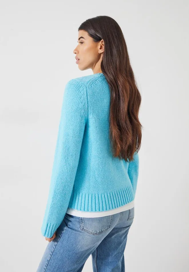 Hush Jumpers and Cardigans Women Marra High V Neck Knitted Jumper Light Blue Hush Jumpers and Cardigans Women Marra High V Neck Knitted Jumper Light Blue