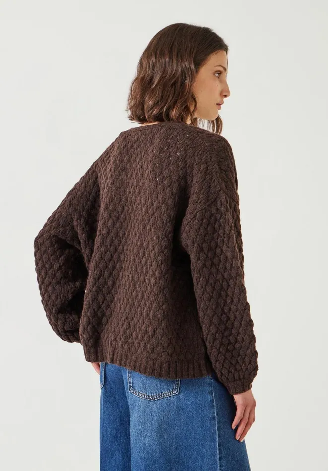 Hush Jumpers and Cardigans Women Mischa Textured Cardigan Chocolate Hush Jumpers and Cardigans Women Mischa Textured Cardigan Chocolate