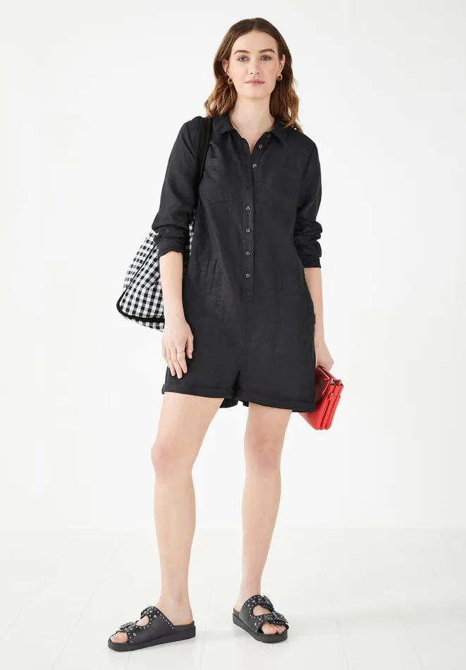 Hush Jumpsuits Women Delpina Linen Playsuit Washed Black