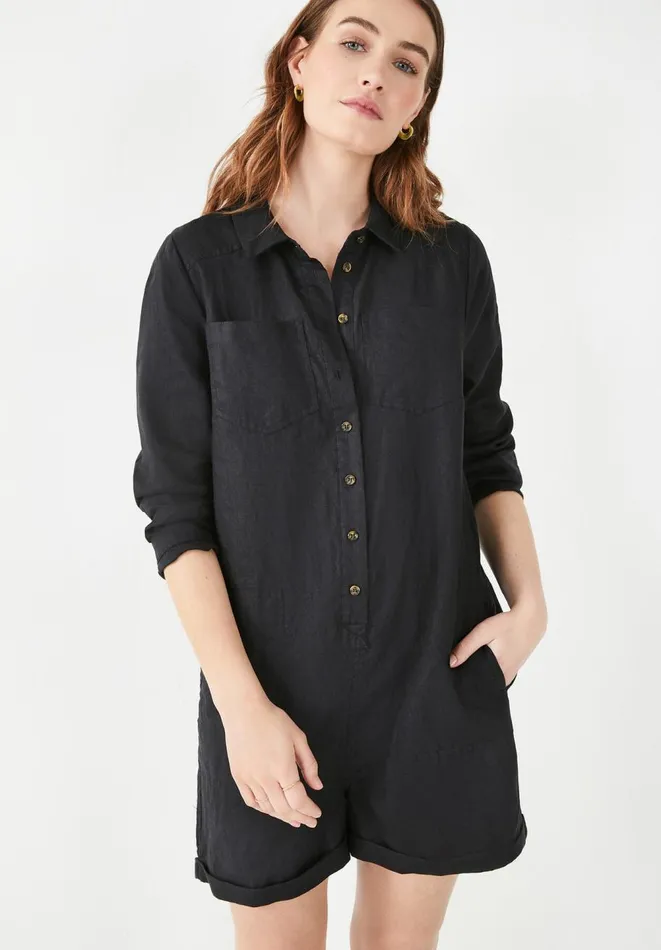 Hush Jumpsuits Women Delpina Linen Playsuit Washed Black Hush Jumpsuits Women Delpina Linen Playsuit Washed Black
