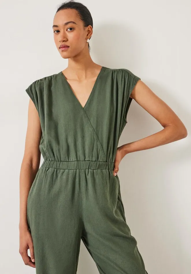 Hush Jumpsuits Women Wrap Linen Blend Jumpsuit Vetiver Hush Jumpsuits Women Wrap Linen Blend Jumpsuit Vetiver