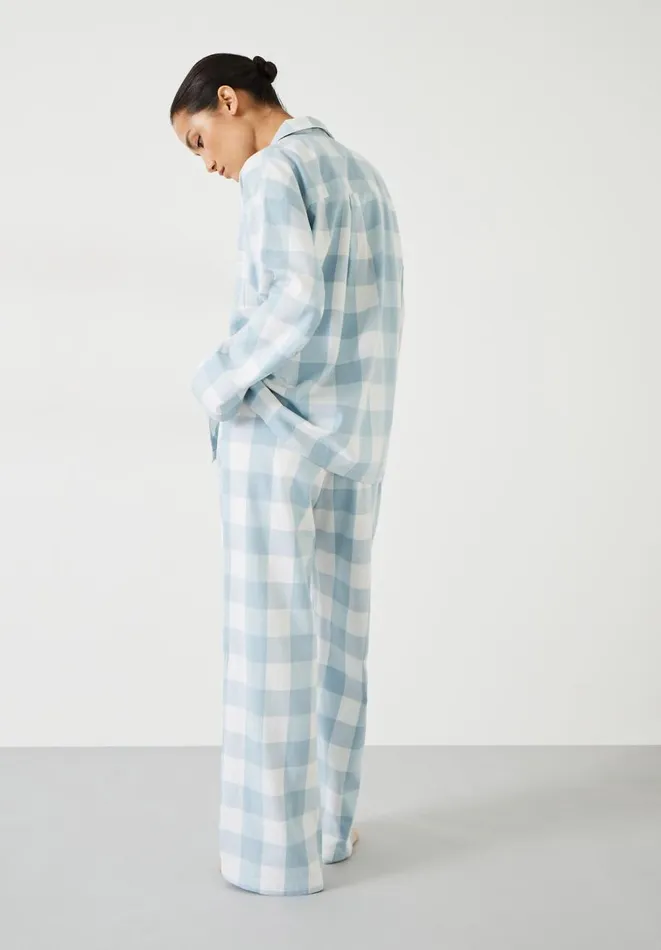 Hush Pyjamas and Nightwear Women Amita Brushed Cotton Blend Pyjamas Misty Blue Check Hush Pyjamas and Nightwear Women Amita Brushed Cotton Blend Pyjamas Misty Blue Check
