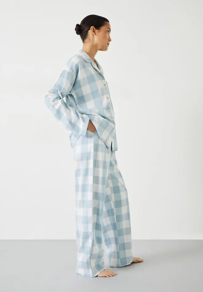 Hush Pyjamas and Nightwear Women Amita Brushed Cotton Blend Pyjamas Misty Blue Check Hush Pyjamas and Nightwear Women Amita Brushed Cotton Blend Pyjamas Misty Blue Check