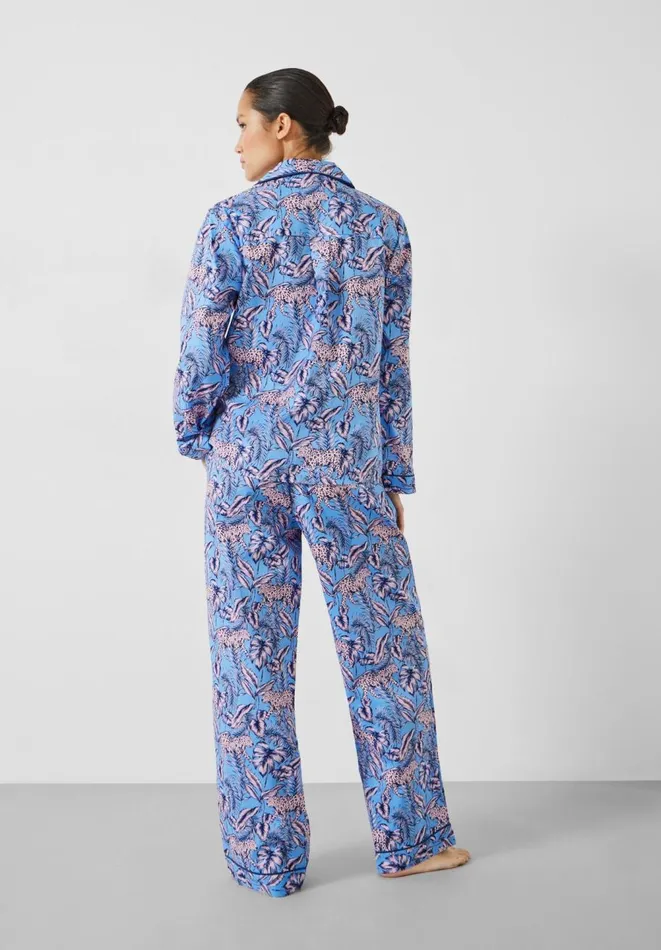 Hush Pyjamas and Nightwear Women Isla Printed Cotton Pyjama Set Jungle Leopard Pinkblue Hush Pyjamas and Nightwear Women Isla Printed Cotton Pyjama Set Jungle Leopard Pinkblue