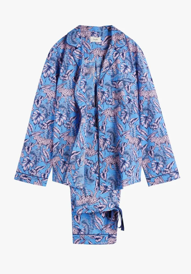 Hush Pyjamas and Nightwear Women Isla Printed Cotton Pyjama Set Jungle Leopard Pinkblue Hush Pyjamas and Nightwear Women Isla Printed Cotton Pyjama Set Jungle Leopard Pinkblue