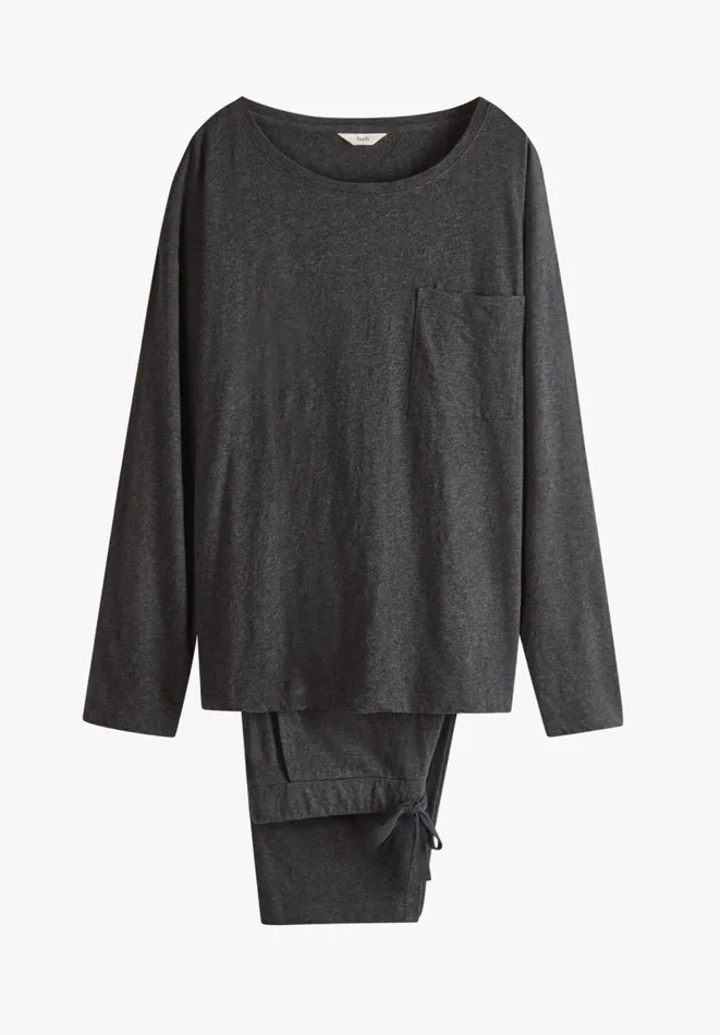 Hush Pyjamas and Nightwear Women Maya Cotton Jersey Pyjamas Charcoal Marl Hush Pyjamas and Nightwear Women Maya Cotton Jersey Pyjamas Charcoal Marl