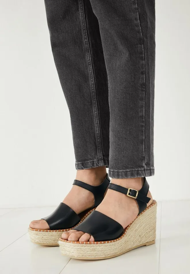 Hush Sandals Women Ball Espadrille Wedge Black Hush Sandals Women Ball Espadrille Wedge Black