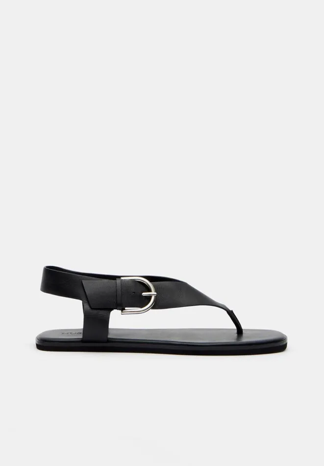Hush Sandals Women Brinley Buckle Toe Post Sandal Black