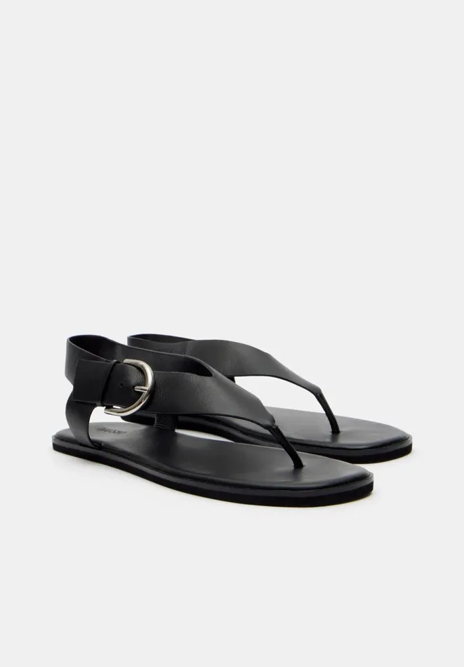 Hush Sandals Women Brinley Buckle Toe Post Sandal Black Hush Sandals Women Brinley Buckle Toe Post Sandal Black