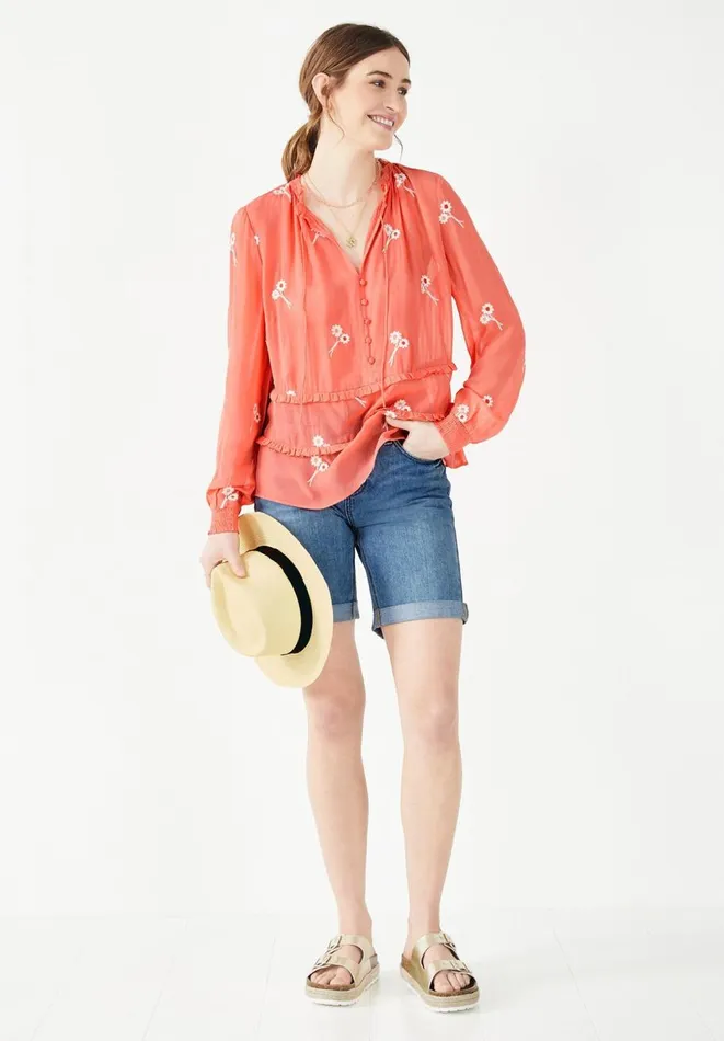 Hush Shirts and Blouses Women Akina Embroidered Top Coral Pink