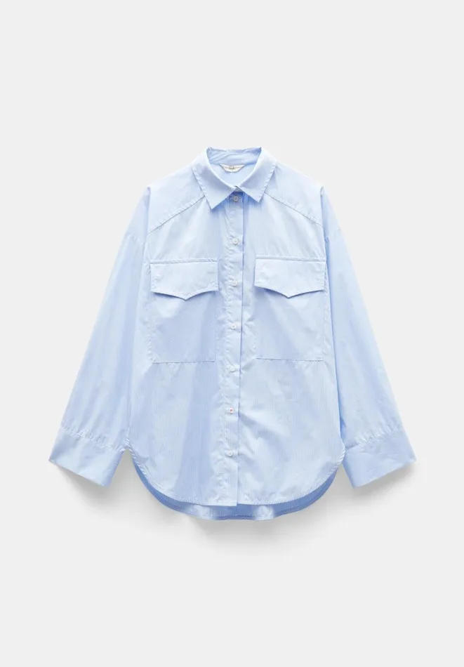 Hush Shirts and Blouses Women Allie Oversized Stripe Shirt Blue White Hush Shirts and Blouses Women Allie Oversized Stripe Shirt Blue White