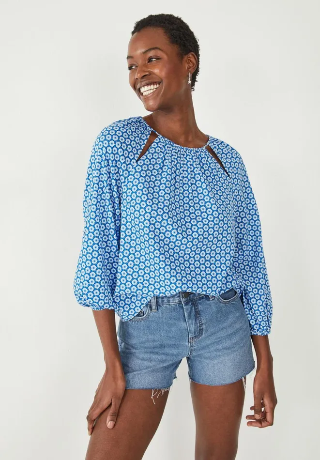 Hush Shirts and Blouses Women Ariella Cut Out Detail Blouse Star Geo Blue
